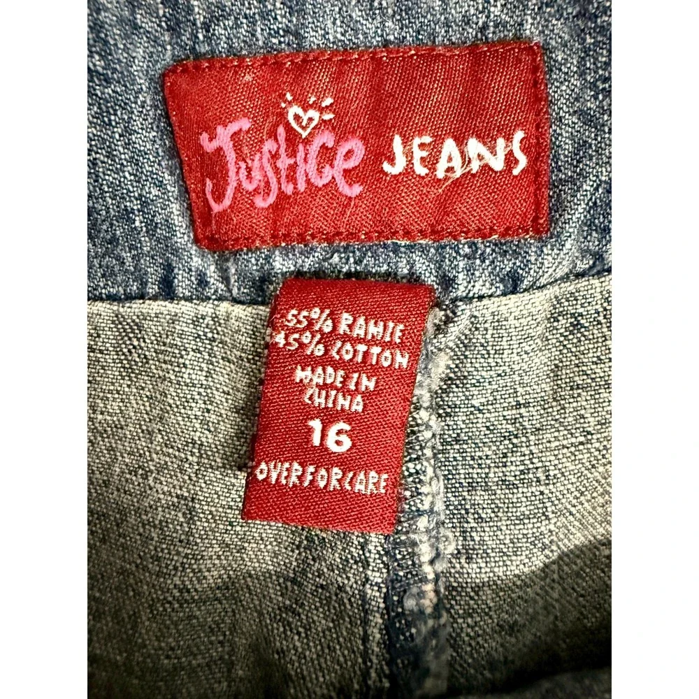Vintage Y2K Justice‎ Denim Mini Skirt Pleated Belted Grunge 90s